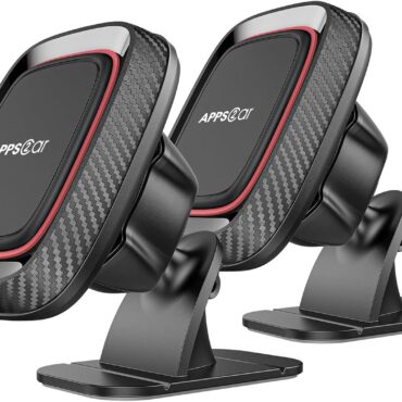 APPS2Car 2-Pack Magnetic Phone Holder for Car, Dashboard Magnet Car Mount | Metal Plate Required, Strong Magnetic Dashboard Mount with Adhesive Base, Fit Most Smartphones, Not for MagSafe.