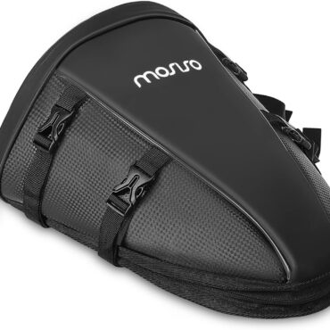 MOSISO Motorcycle Tail Bag Waterproof Polyester Storage Saddle Bag,Black | Multifunctional 10L Outdoor Sports Motorbike Rear Seat Light Tank Handbag Tool Carry Pouch with Shoulder Strap