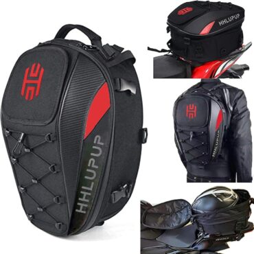 38L Motorcycle Tail Bag Helmet Backpack Waterproof Red | Large Capacity Waterproof Motorcycle Seat Bag Dual Use Backpack for Touring