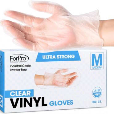 ForPro Disposable Vinyl Gloves, 3.9 Mil, Powder & Latex-Free, Food Safe | Industrial Grade, Ultra Strong, Multi-Purpose Gloves | Non-Sterile, Ambidextrous