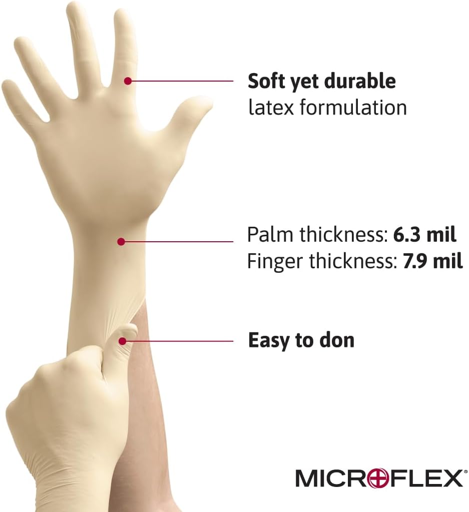 Ansell Microflex Diamond Grip MF-300 Disposable Latex Gloves for Automotive, Healthcare, Machinery Industries - Image 2