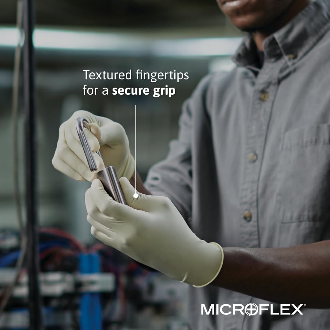 Ansell Microflex Diamond Grip MF-300 Disposable Latex Gloves for Automotive, Healthcare, Machinery Industries - Image 4